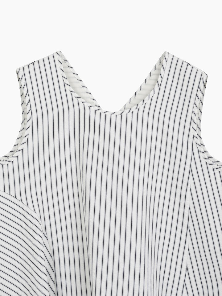 Blue striped sleeveless blouse - null - White | Sisley K image number 3